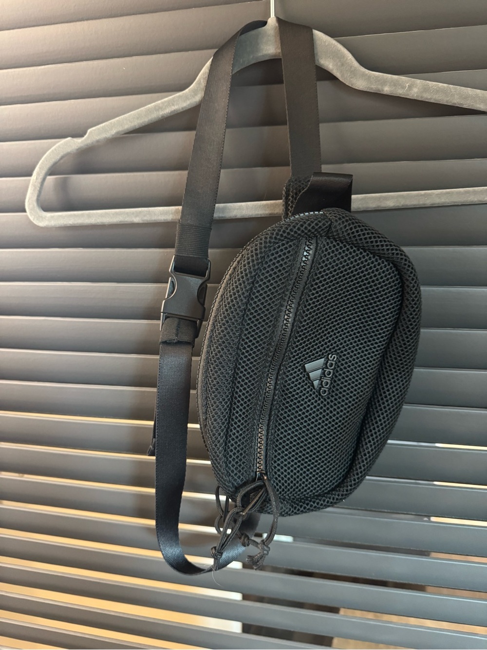 adidas Black Mesh Sling Waist Bag